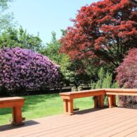 Get outside! Back deck overlooking the backyard and blooming landscape.