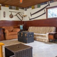 Heated garage with mini-fridge and smart tv.