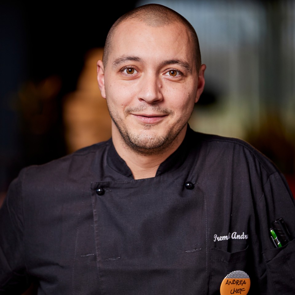 A portrait of the chef Andrea