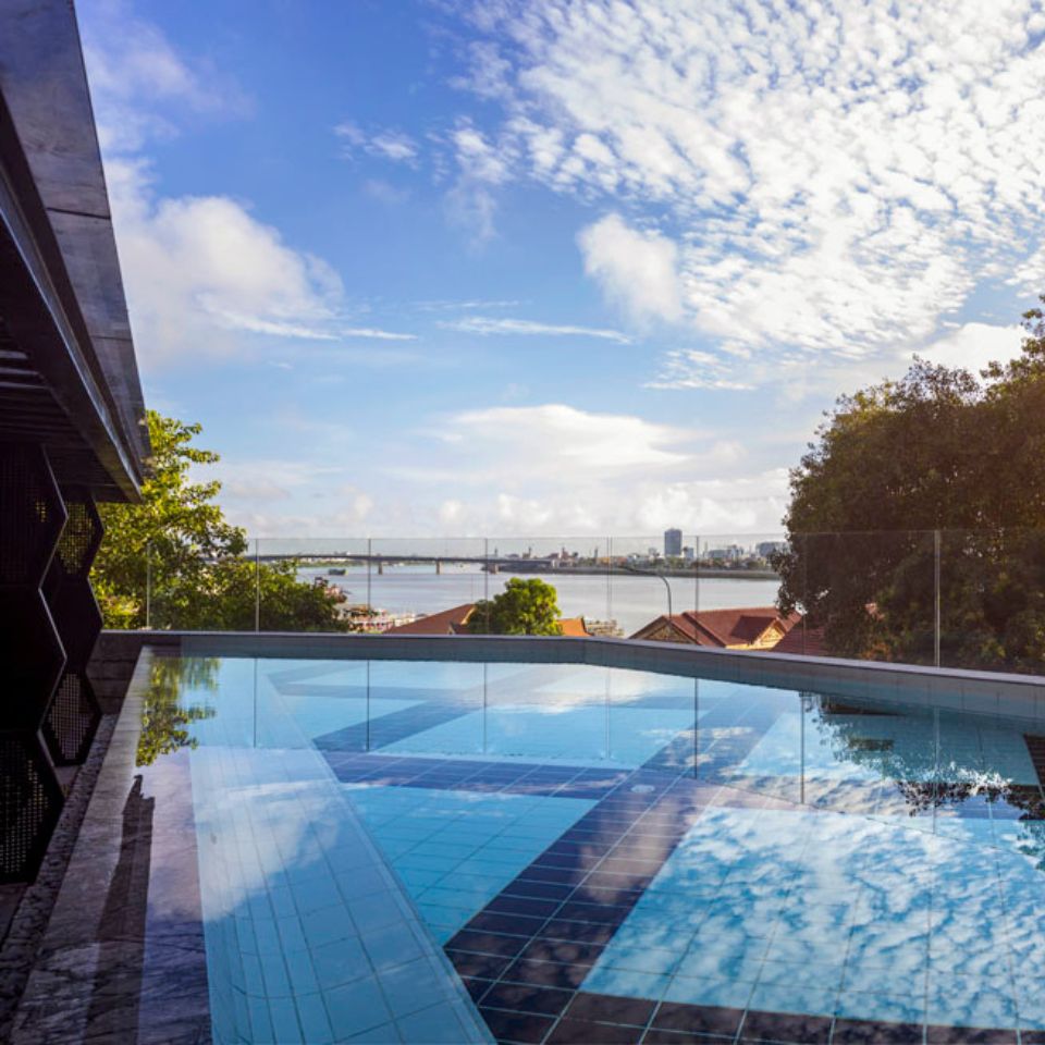 Rooftop pool overlooking the Mekong River
