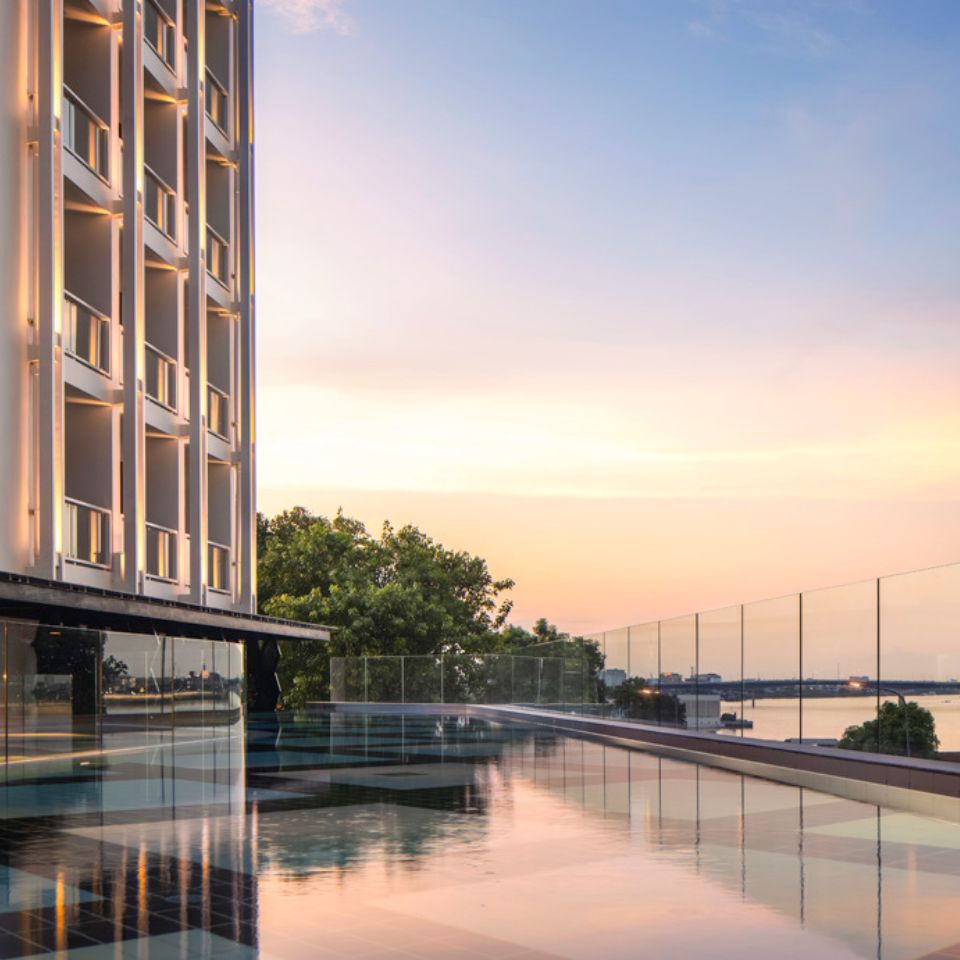Rooftop Pool at sunset